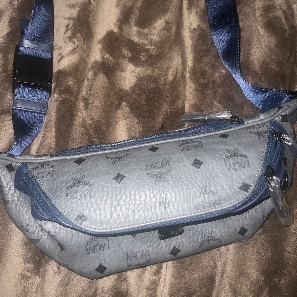 MCM Gray and Blue Men's Crossbody Bag